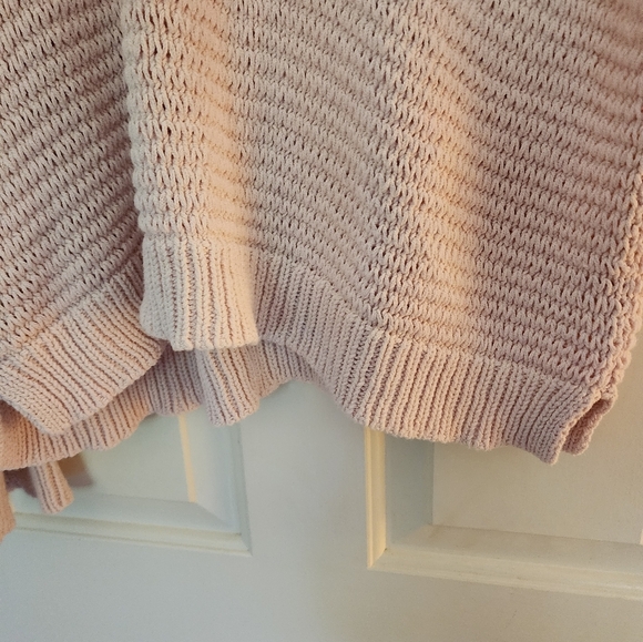 Madewell Chunky Loose Knit Sweater Vneck Size Large Cotton Pullover Pink Coastal - Picture 5 of 8